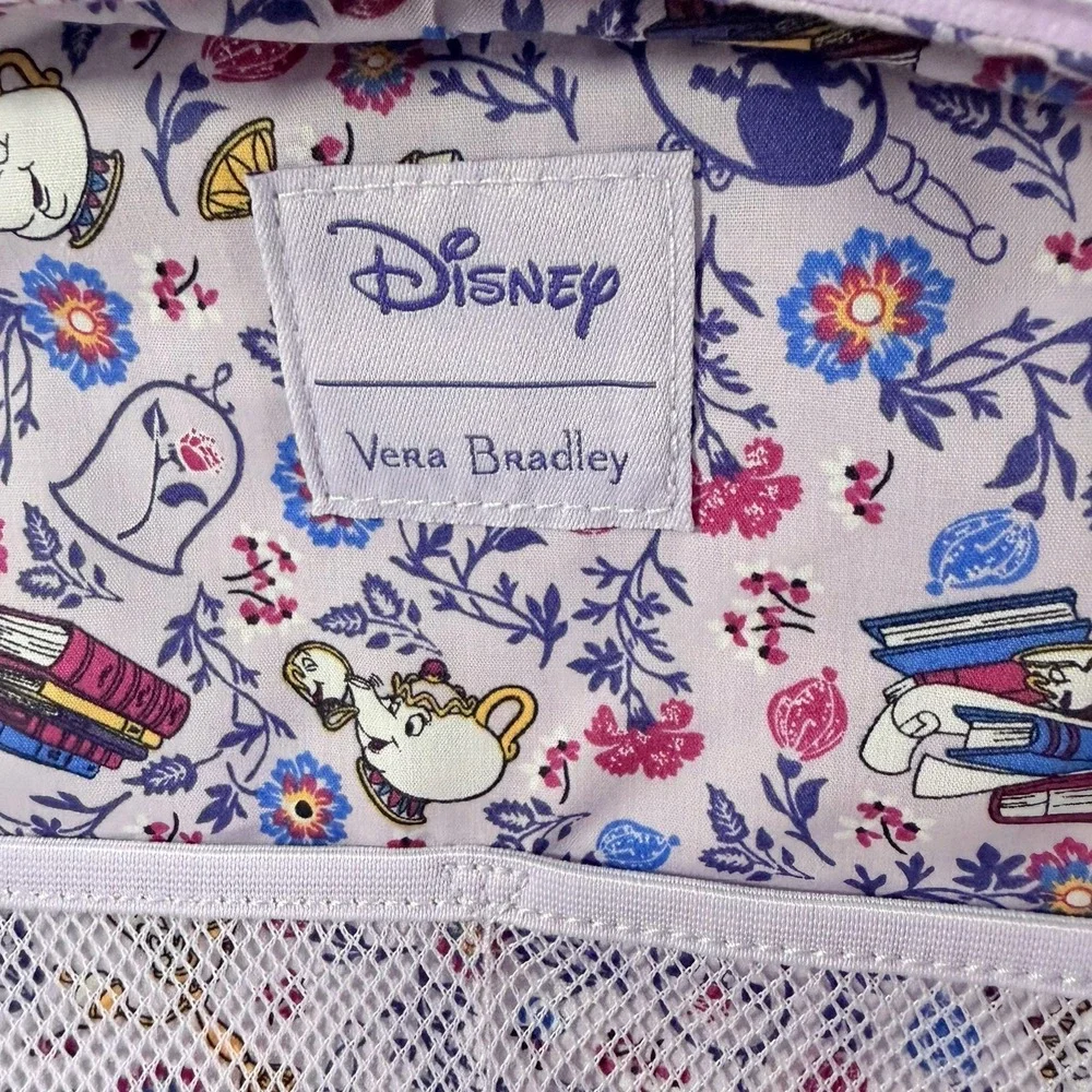 Vera Bradley Belle Floral Campus Backpack Beauty & Beast Disney Full Size Purple